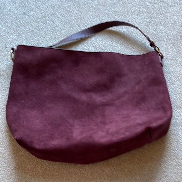Old Navy Handbags - Old Navy Burgundy Faux Suede Hobo Bag